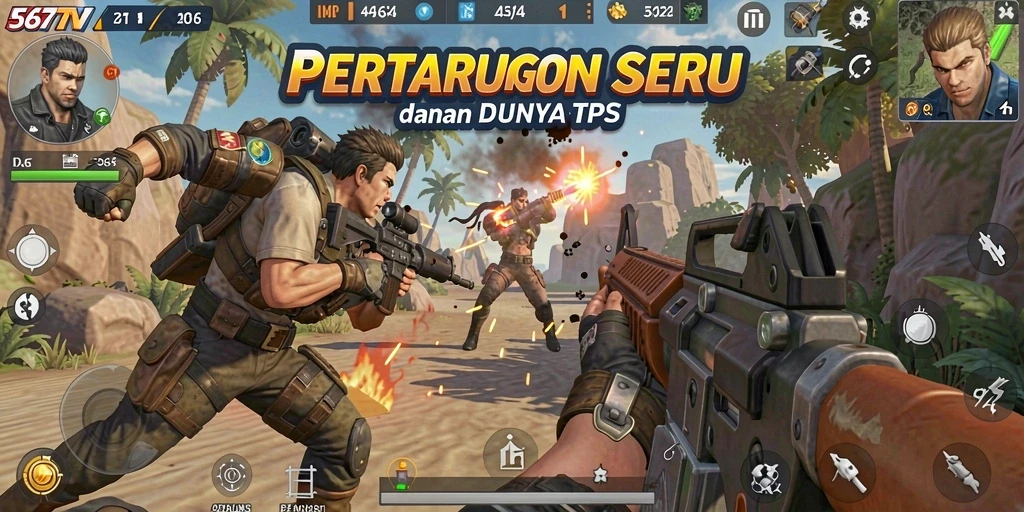 Screenshot gameplay <strong>567TV</strong> menampilkan aksi tembak-menembak yang mendebarkan.