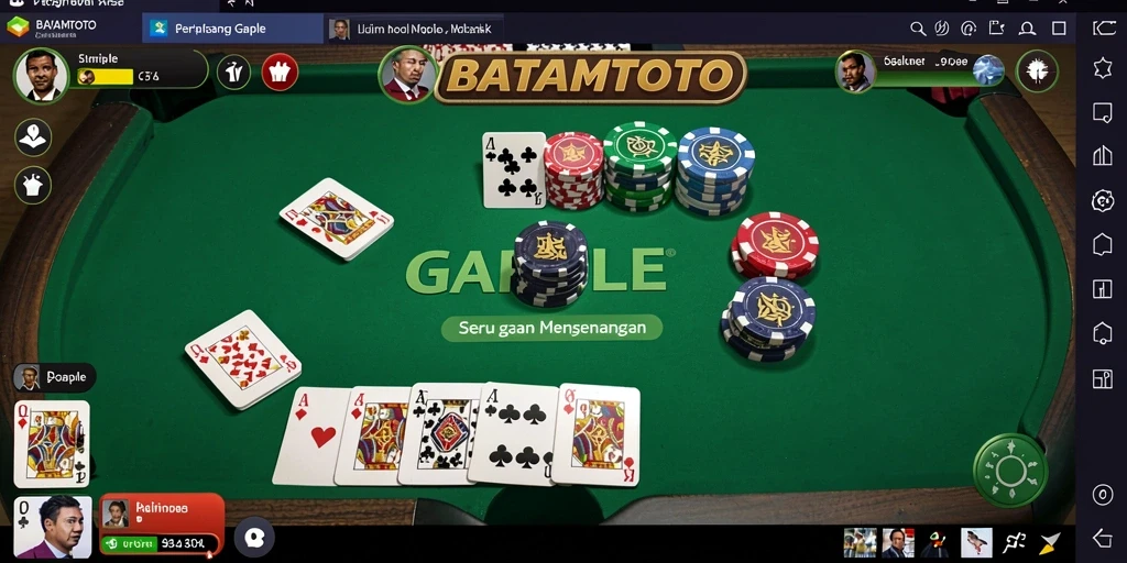 Tampilan gameplay seru dalam BATAMTOTO yang menampilkan pertandingan Gaple.