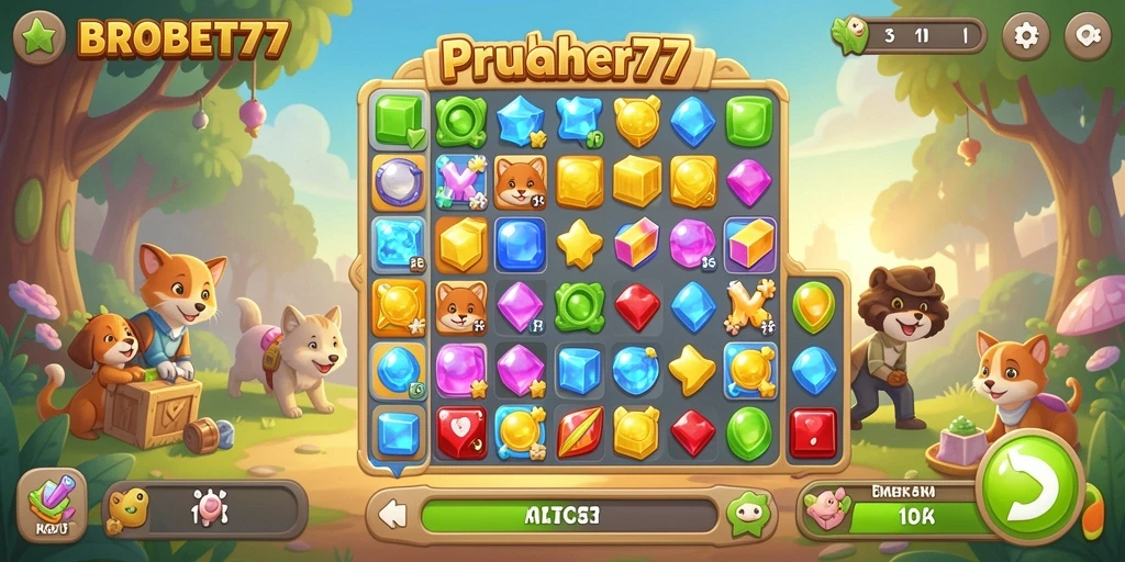 Gameplay seru BROBET77 memperlihatkan keseruan mencocokkan item Match-3.