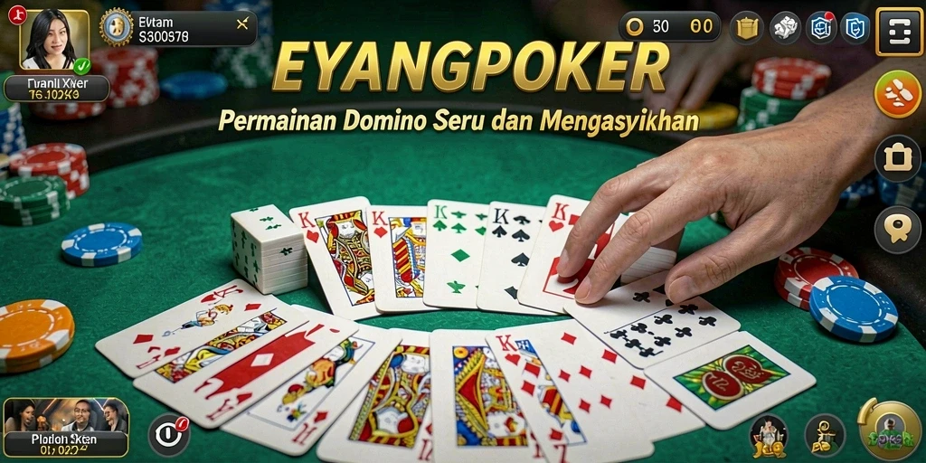 Screenshot gameplay EYANGPOKER yang menampilkan aksi seru permainan Domino.