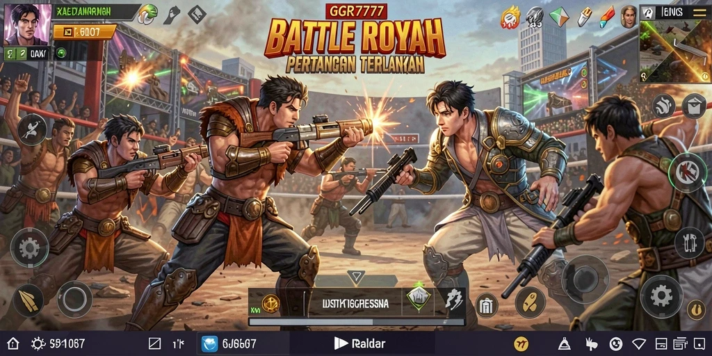 Tampilan seru gameplay GGR7777 di arena Battle Royale.