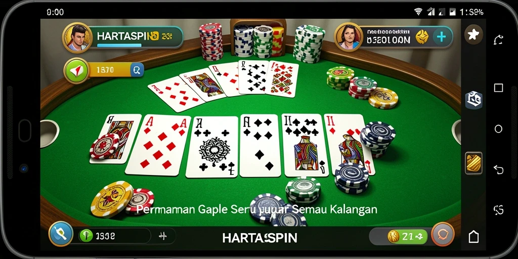 Tampilan gameplay HARTASPIN dalam permainan Gaple yang seru.
