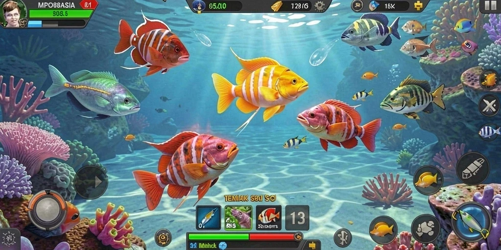 Tampilan gameplay Tembak Ikan yang memukau dan mengasyikkan.