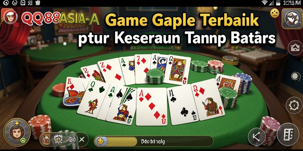 Screenshot QQ88ASIA menampilkan gameplay Gaple yang seru.