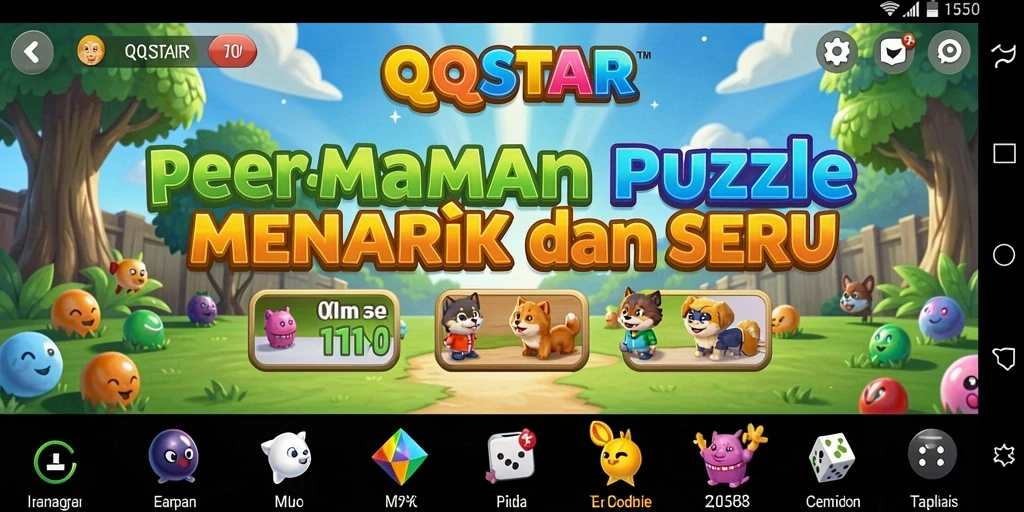 Tampilan gameplay menarik dari QQSTAR dengan tantangan Puzzle.