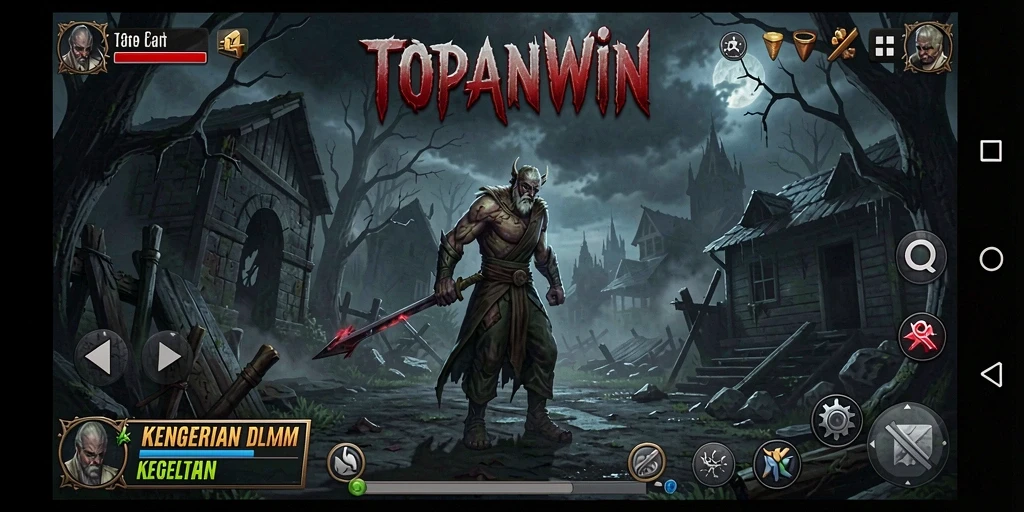 Tampilan gameplay TOPANWIN yang mencekam saat menjelajahi lokasi angker.